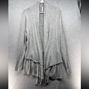 Chic Women's Gray Ruffled Cardigan
